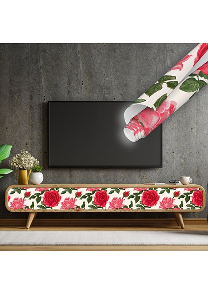 Gül Desenli Kendinden Yapışkanlı Folyo, Kendin Yap Dekoratif Folyo, Su Geçirmez Folyolar 0820 90X500 cm modelleri