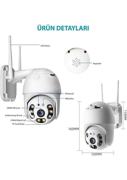 WB-PTZ01 2mp 3.6mm Wifi Dış Ortam Ahd Pan Tilt Kamera fırsatları