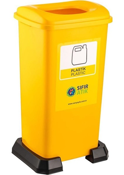 SY-4398 Sıfır Atık Plastik Geri Dönüşüm Çöp Kutusu 70 Lt Sarı