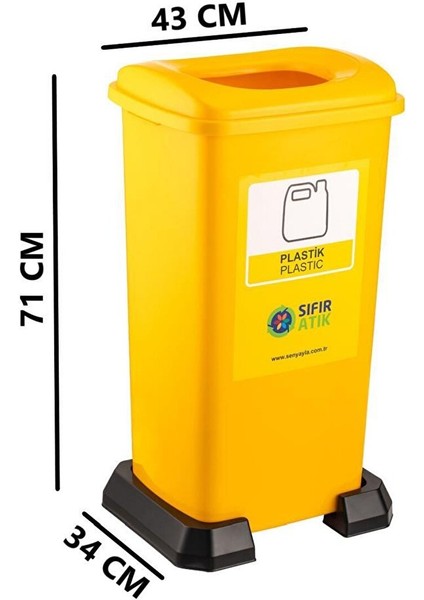 SY-4398 Sıfır Atık Plastik Geri Dönüşüm Çöp Kutusu 70 Lt Sarı fiyatları