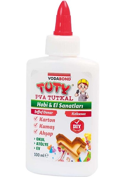 Tuty Pva Karton-Ahşap-Kumaş Tutkalı Şeffaf 100 Ml.