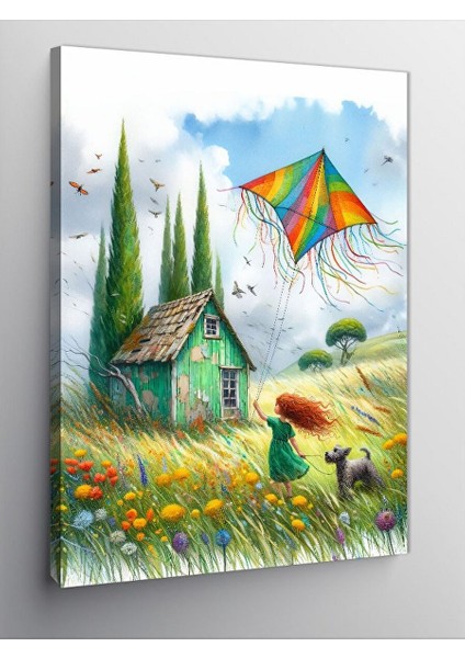 Kanvas Tablo Uçurtma ve Ev 50X70 cm
