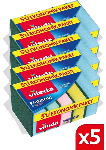 5 Paket 5'li Rainbow Bulaşık Süngeri