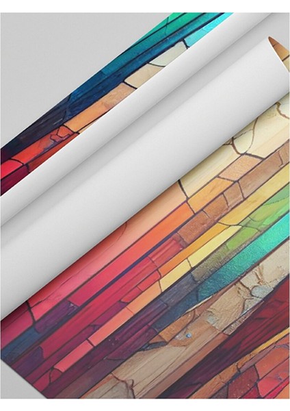 Sf 621 Modern Görünümlü Renkli Şeffaf Vitray Cam Kaplama Yapışkanlı Folyo 90X100 cm fiyatları