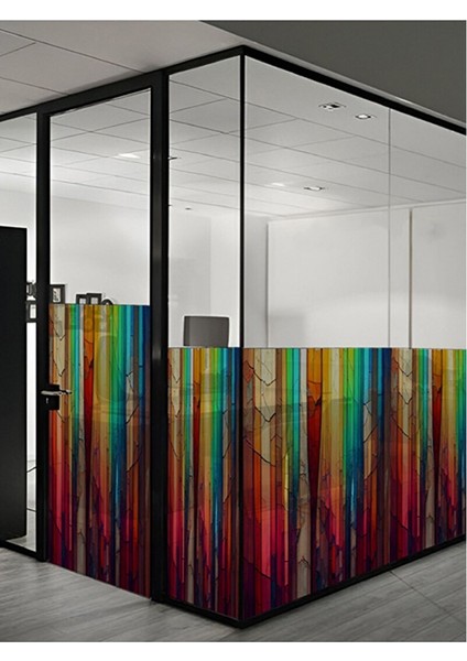 Sf 621 Modern Görünümlü Renkli Şeffaf Vitray Cam Kaplama Yapışkanlı Folyo 90X100 cm fırsatları