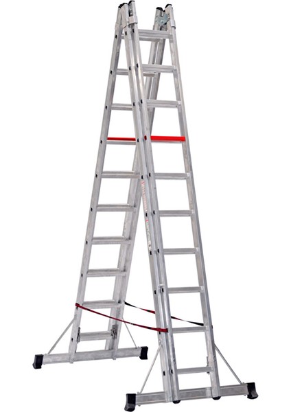 2X10 Basamaklı A Tipi Çift Taraflı Sürgülü Alüminyum Merdiven (TA003) 2X10 Basamak