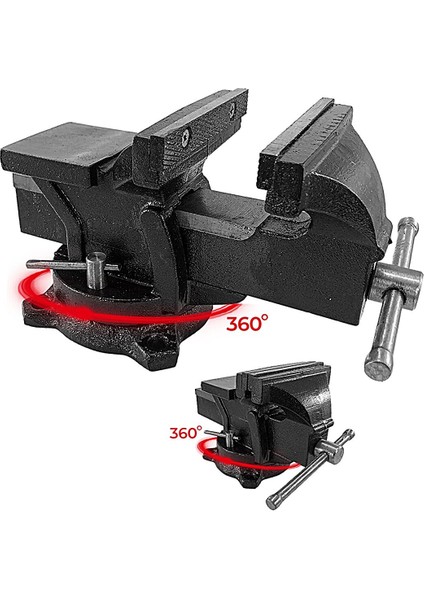 Büyük Boy 80MM 3'' 360'' Dönerli Taban Dövme Çelik Sabit Tezgah Masa Mengenesi