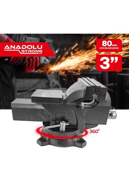 Büyük Boy 80MM 3'' 360'' Dönerli Taban Dövme Çelik Sabit Tezgah Masa Mengenesi modelleri