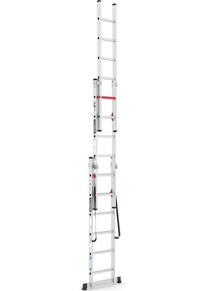 3x6 Basamaklı Üç Parçalı Çok Amaçlı Alüminyum Merdiven (TS6160) 3x6 Basamak