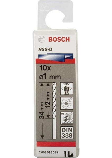 Hss-G 1 mm 10'lu Taşlanmış Metal Matkap Ucu 2608595049