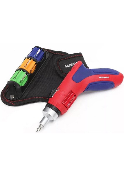 Workpro WP221048 24 Parça Profesyonel Cr-V Kabzalı Cırcırlı Bits Tornavida Seti + Kemer Askılı Bez Taşıma Çantası