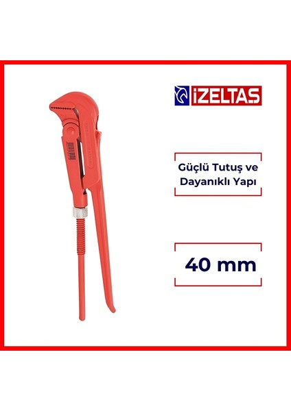 Izeltaş | Maşalı Boru Anahtarı, 40 Mm, Güçlü Tutuş ve Dayanıklı Yapı