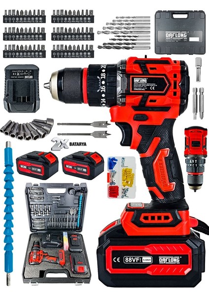 Özel Seri̇ 84 Parça Kömürsüz Güclendi̇ri̇lmi̇ş Motor Darbeli̇ Şarjli Matkap