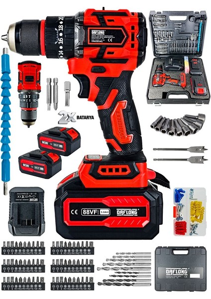 Özel Seri̇ 84 Parça Kömürsüz Güclendi̇ri̇lmi̇ş Motor Darbeli̇ Şarjli Matkap fiyatları