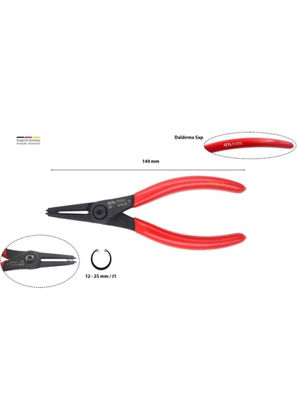 140 mm Iç Segman Pensesi Düz Uçlu-Yaysız E67-44-0140 fiyatları