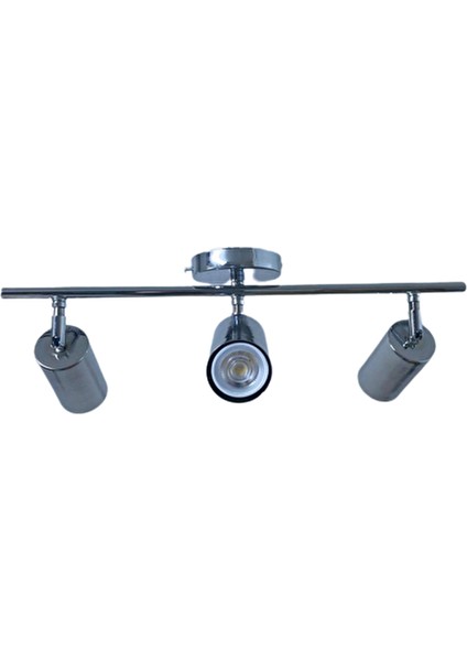 Metal Modern 3 Lü Krom Kaplama LED Spot Avize Beyaz Ampullü