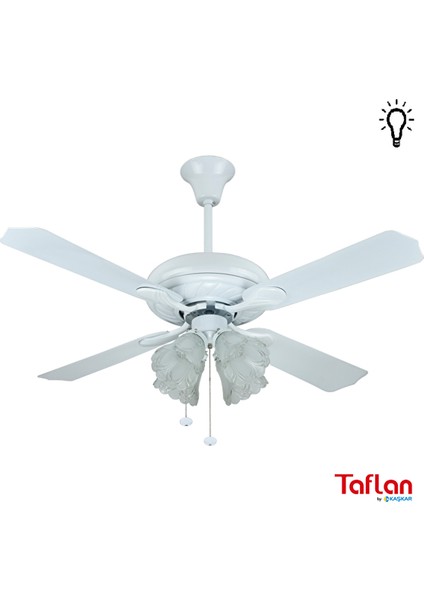 D48033 Aydınlatmalı Tavan Vantilatörü Beyaz