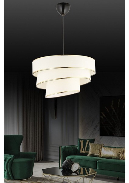 Nisa Luce Star-3 Kat Pasta Avize Beyaz/altın Biyeli