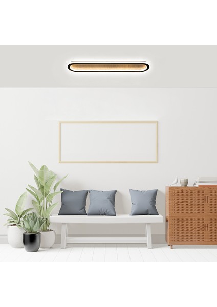 Plafonia Oval LED Plafonyer LED Avize Ahşap 80*16 cm 72 Watt fiyatları