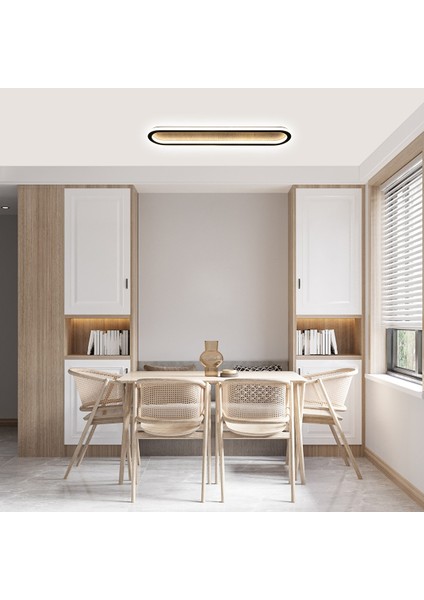 Plafonia Oval LED Plafonyer LED Avize Ahşap 80*16 cm 72 Watt modelleri