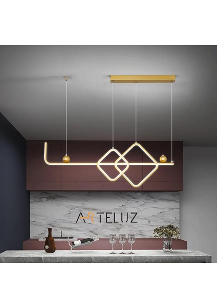 Modern 2'li Üçgen Model LED Sarkıt Avize