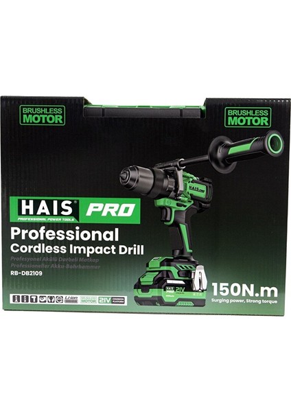 pro RB-DB2109 Profesyonel Darbeli Matkap 21 V 2x4.0 Ah Çift Akülü 150 Nm Yüksek Tork