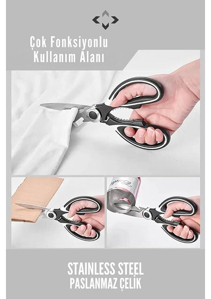 Paslanmaz Çelik Ultra Keskinleştirilmiş Mutfak Makası Çok Amaçlı Balık Et Sebze Makası Koruma Kapakl