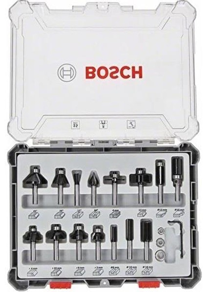 Karışık Freze Ucu Seti Şaftlı 8mm 15 Parça