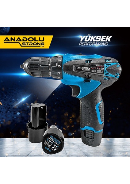 Anadolustrong ANS1062M 12V Çift Akülü Şarjlı Matkap Li-Ion Bataryalı 27 Parça Hediyeli Matkap fiyatları
