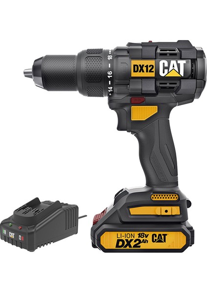DX12BC 18VOLT/2.0AH Li-Ion Tek Akülü Kömürsüz Profesyonel Şarjlı Darbeli Matkap