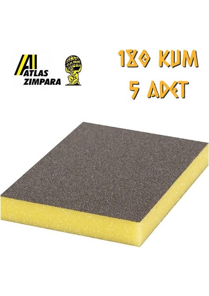 Sünger Zımpara - Ince 2 Taraflı - 180 Kum - 5 Adet