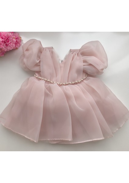 Sindirella Incili Kemer Detaylı Fiyonklu Kız Çocuk Elbise