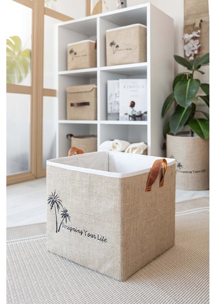Jüt Dolap Içi Organizer Takı, Makyaj, Banyo, Ofis Düzenleyici Saklama Kutusu 25X25X25 cm