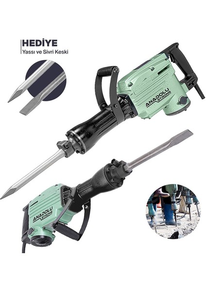 ANS1059 Profesyonel 25 Joule 14 kg Kırıcı Hilti Matkap 2 Adet Uc Hediyeli