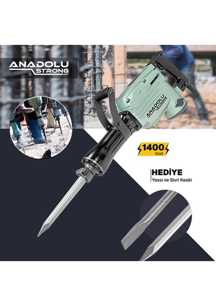 ANS1059 Profesyonel 25 Joule 14 kg Kırıcı Hilti Matkap 2 Adet Uc Hediyeli fiyatları