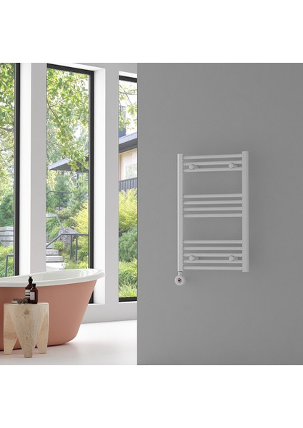 Nile Sulu Elektrikli Çelik Havlupan 800*500 Ral 9016 Beyaz (On-Off Kitli)