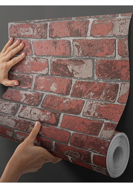 Sf 612 Kırmızı Renkli Doğal Taş Tuğla Görünümlü Yapışkanlı Folyo 53X300 cm fırsatları
