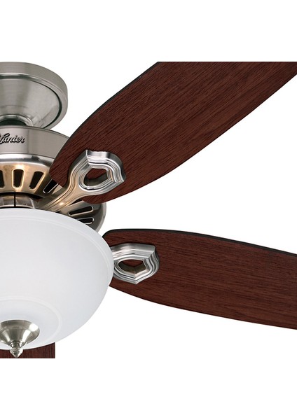 Builders Deluxe Fırçalanmış Nikel - 132 cm - Çukur Tabak Aydınlatmalı Tavan Vantilatörü fiyatları