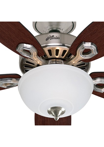 Builders Deluxe Fırçalanmış Nikel - 132 cm - Çukur Tabak Aydınlatmalı Tavan Vantilatörü modelleri