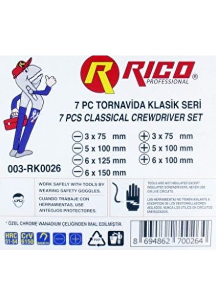 003-RK0026 Tornavida Klasik Set Yıldız-Düz 7 Parça Set fiyatları