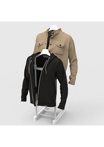 Çift Askılıklı Dilsiz Uşak Elbise Askısı Beyaz- Yükseklik Ayarlı modelleri