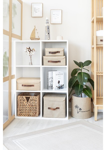 Jüt Dolap Içi Organizer Takı, Makyaj, Banyo, Ofis Düzenleyici Kapaklı Saklama Kutusu 25X25X25 cm fiyatları