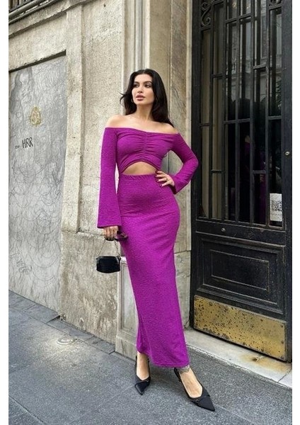 Lita Cut Out Büzgülü Elbise 2715-8 modelleri