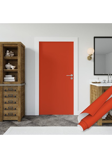 Kırmızı Düz Renk Yapışkanlı Folyo, Tezgah Arası, Masa Kaplama Folyosu 0409 45X500 cm modelleri