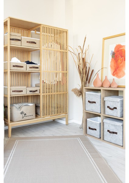 Keçe Dolap Içi Organizer Takı, Makyaj, Banyo, Ofis Düzenleyici Kapaklı Saklama Kutusu 25X25X25 cm fırsatları