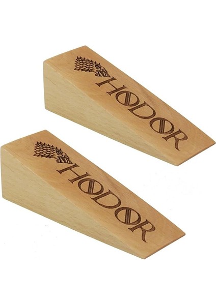 Dekoratif Ahşap Hodor Yazılı Kapı Stoperi 2 Adet Kapı Tutucu