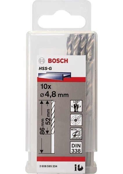 Hss-G 4,8X86 mm Metal Matkap Ucu 10'lu Paket 2608595334 fiyatları