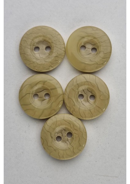 Akrilik Desenli Yuvarlak Bej Çeket Hırka Yelek Düğmesi 5 Adet