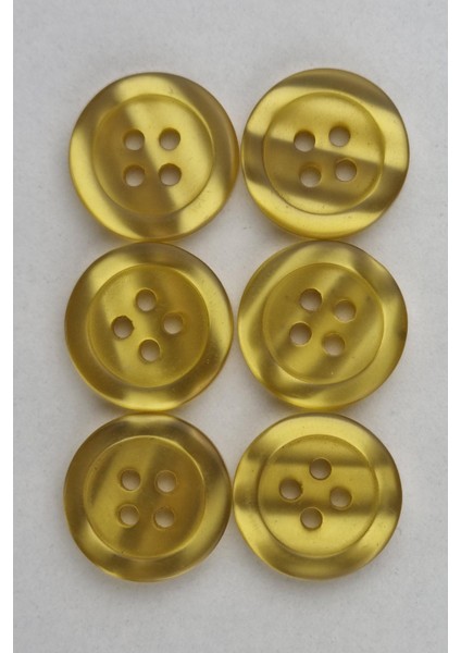Akrilik Dört Delikli Parlak Sarı Kaban Çeket Hırka Yelek Düğmesi 6 Adet