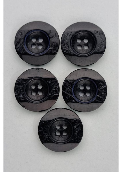 Küçük Boy Akrilik Dört Delikli Gece Mavisi Kaban Çeket Hırka Yelek Düğmesi 5 Adet